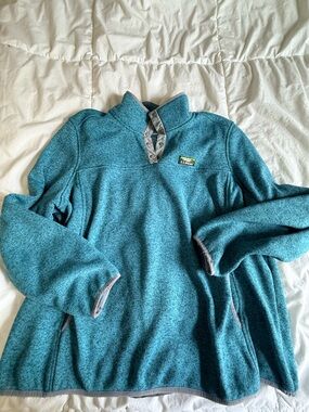 L.L. Bean Teal Zip-Up Fleece Pullover